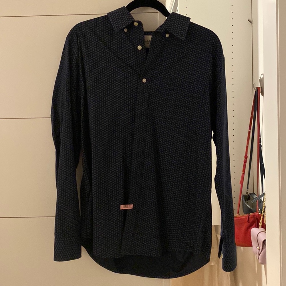 Navy floral mens button down